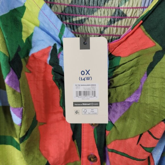 NEW Terra Sky Tropical Hawaiian Dress Plus 0X 14W Floral Shirred Top Stretch - Picture 7 of 9